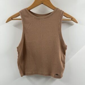 Hollister Ribbed Tan Cropped Tank Top – Size Small